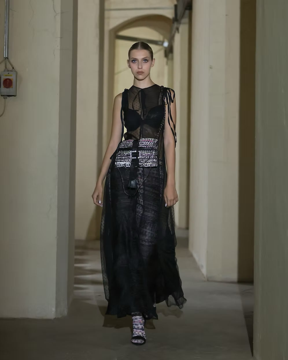 Black Mixed Media Tie Maxi Dress-Shop Paper Dolls Collection