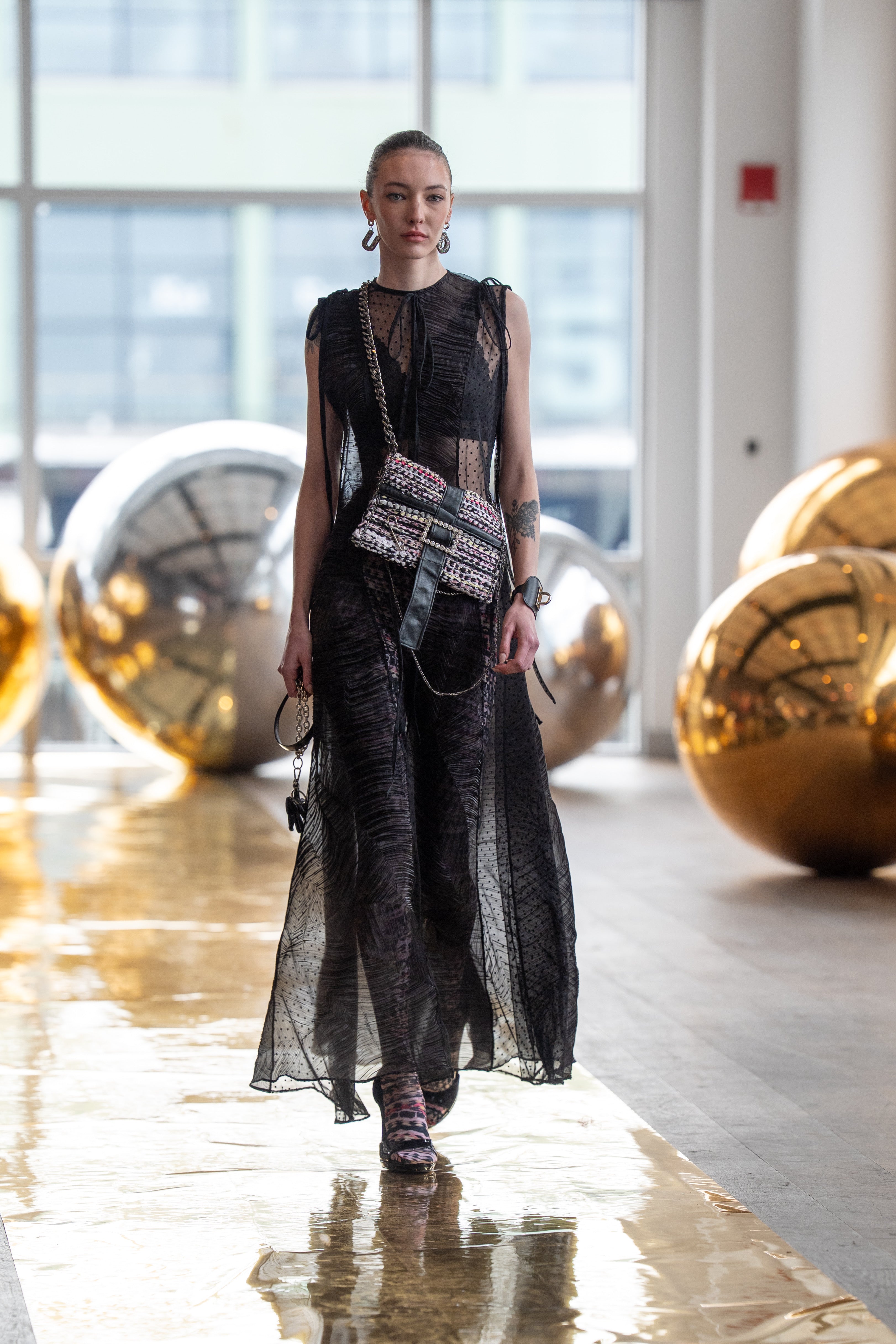 Black Mixed Media Tie Maxi Dress-Shop Paper Dolls Collection