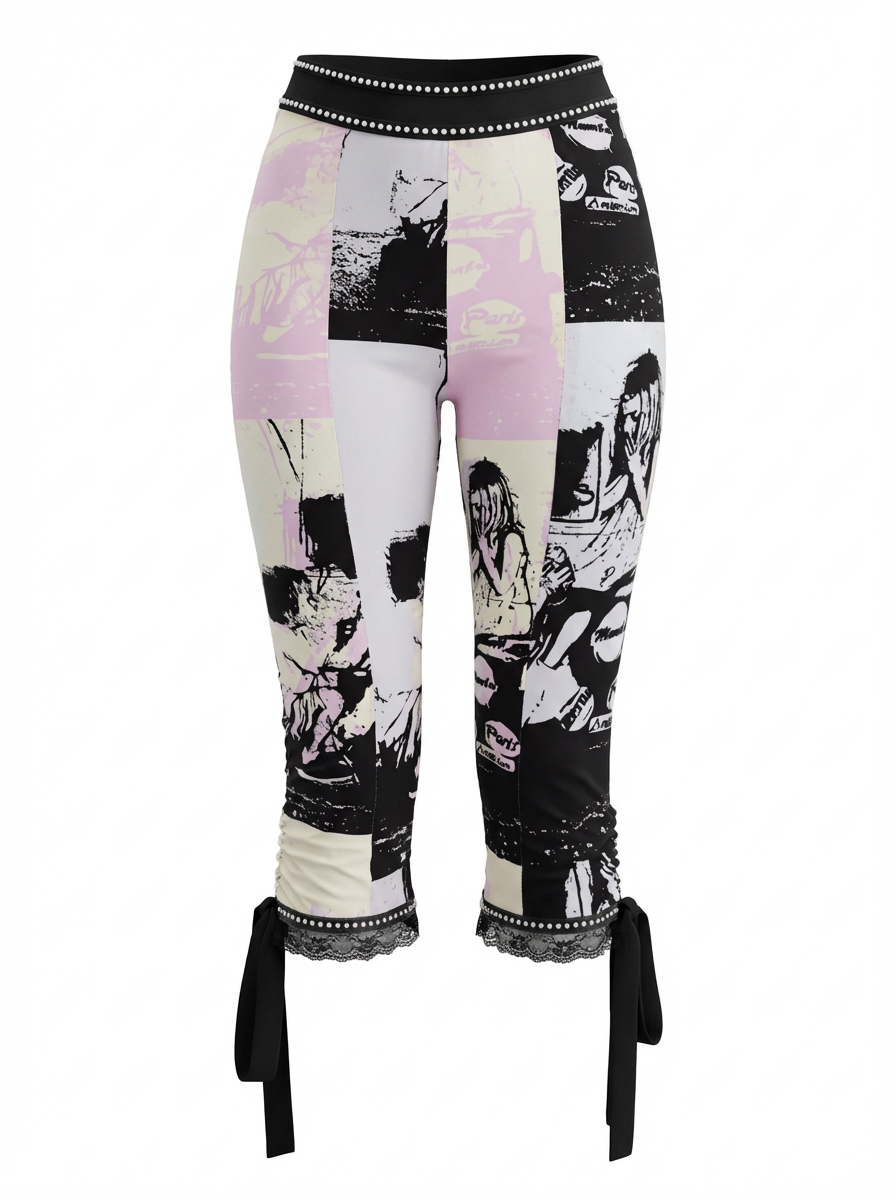 Street Art Lace-Tie Pants