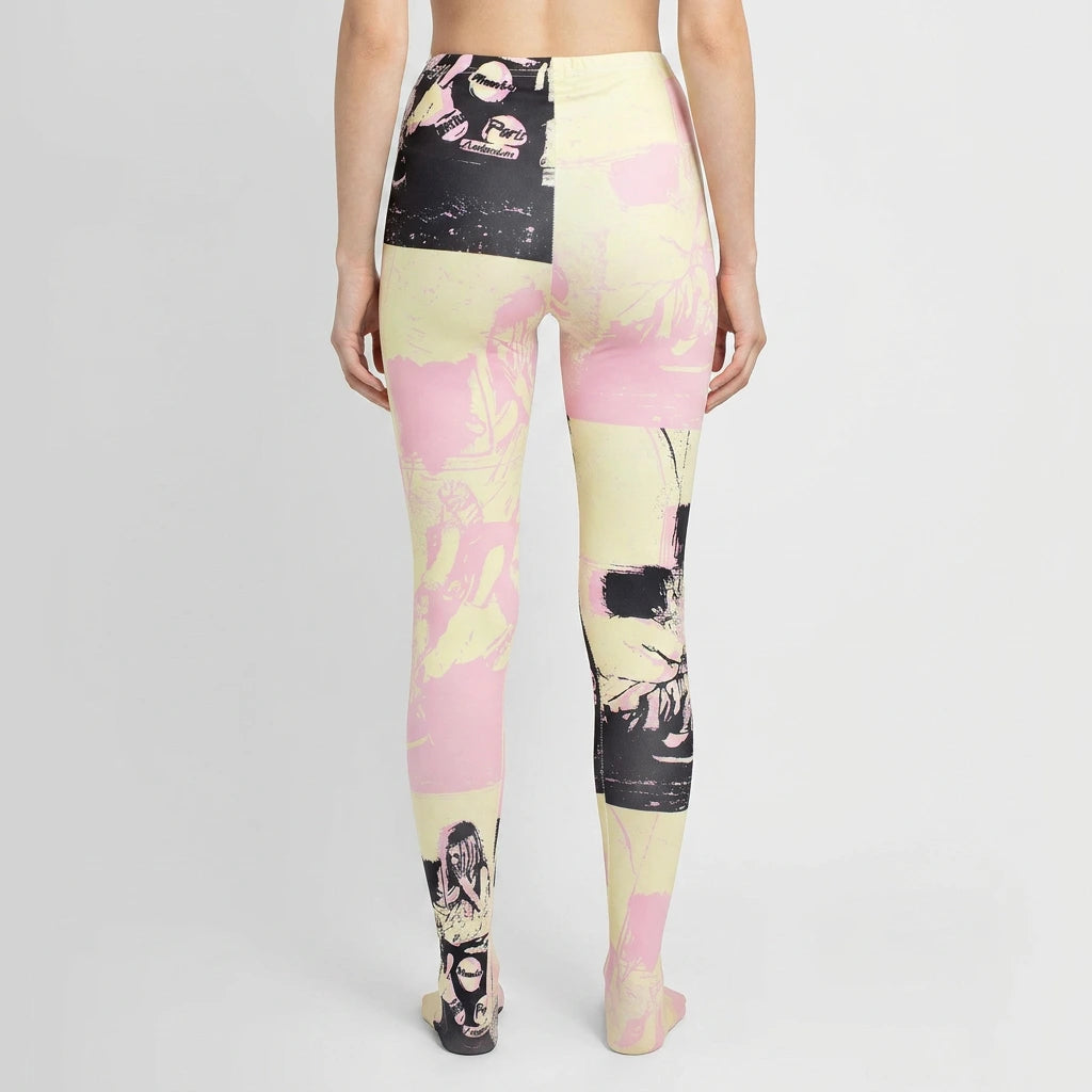 Paris Street Art Tights Pink/Yellow