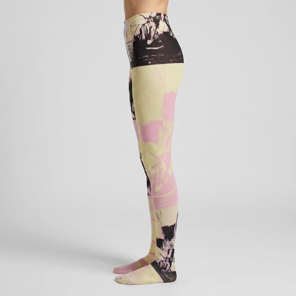 Paris Street Art Tights Pink/Yellow